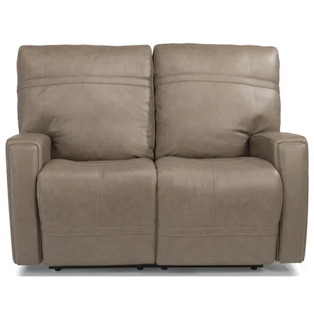 Contemporary Reclining Love Seat with Power Headrest and USB Ports